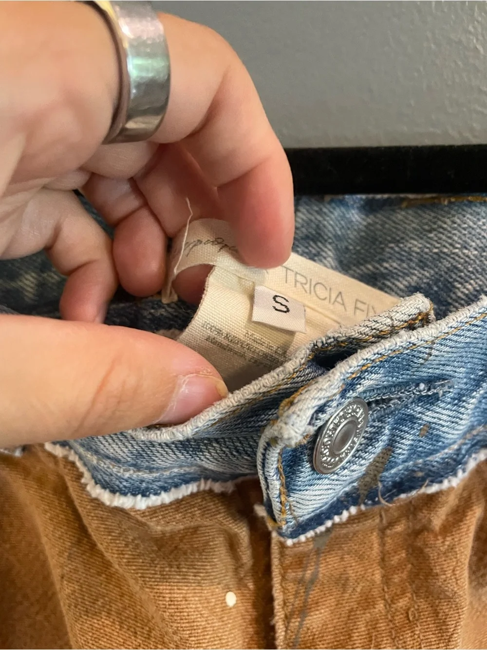 Free People Tricia Fix Two-Tone Painter-Style Denim Skirt